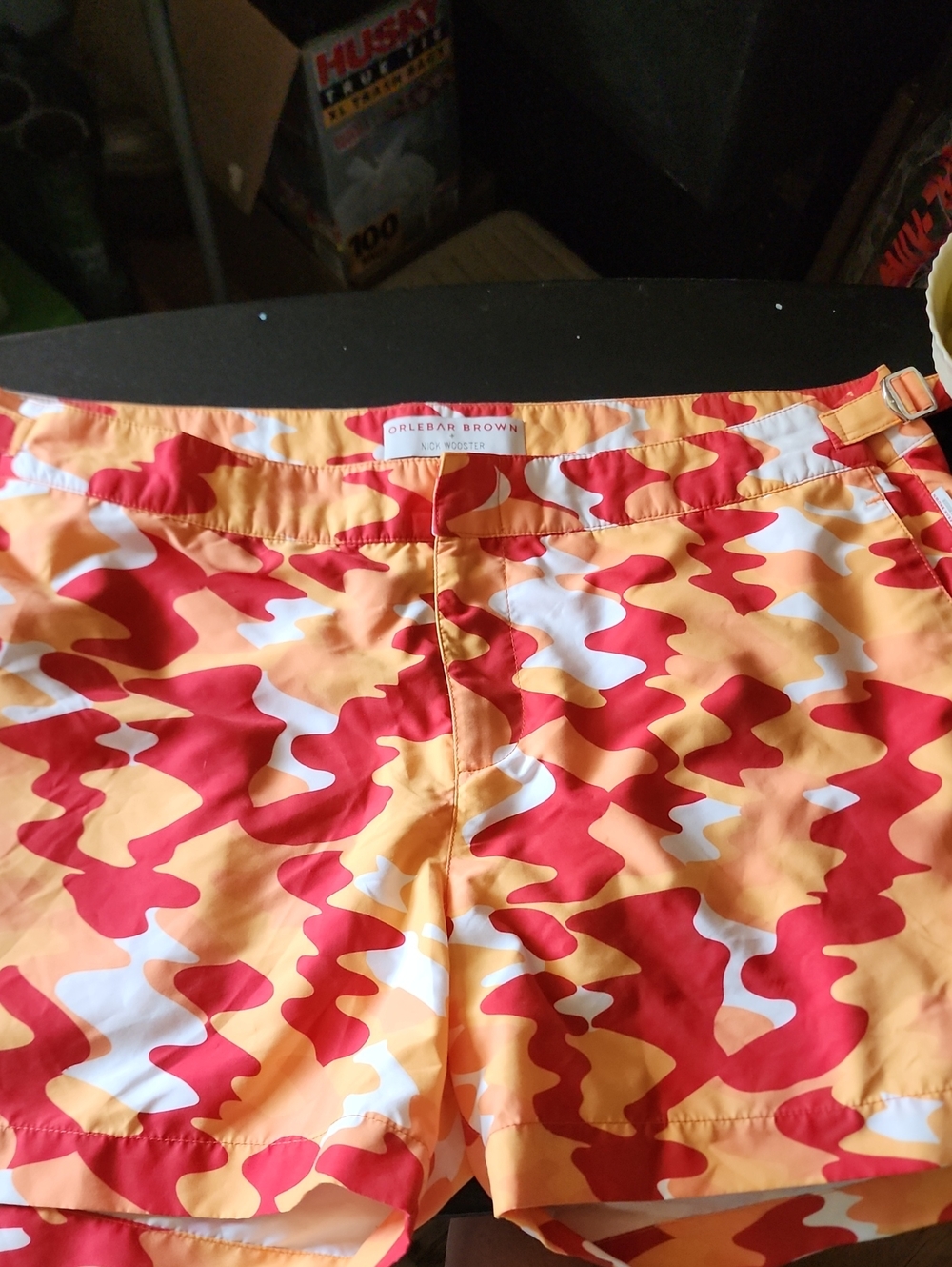 Orlebar Brown Camo Swim Shorts in Red, Orange & White